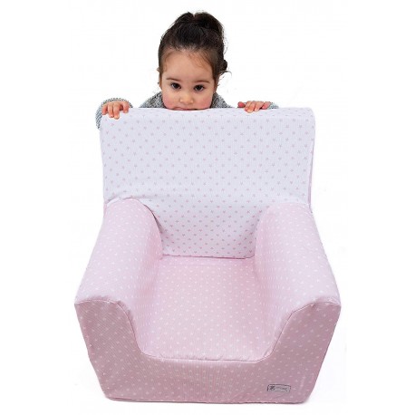 Sillón o asiento infantil de espuma para bebés y niños "Estrellas" gris