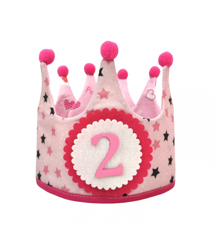 Corona de tela reversible para cumpleaños. Modelo Peppa Pig