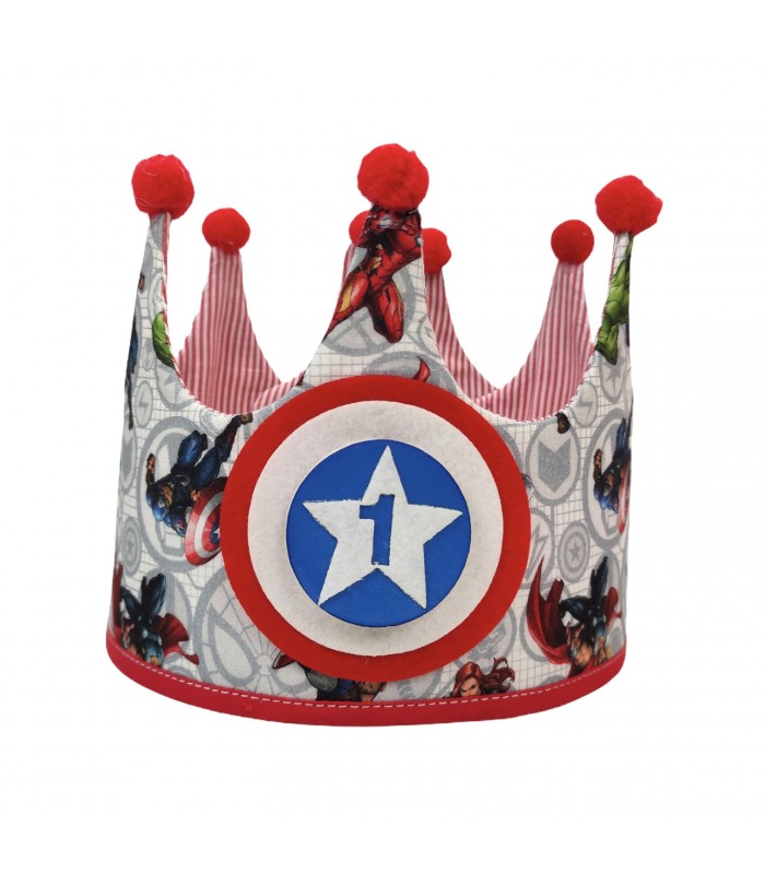 Corona reversible Unisex para cumpleaños. Modelo Marvel